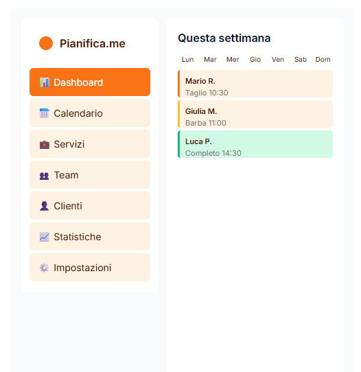 Pianifica.me Dashboard